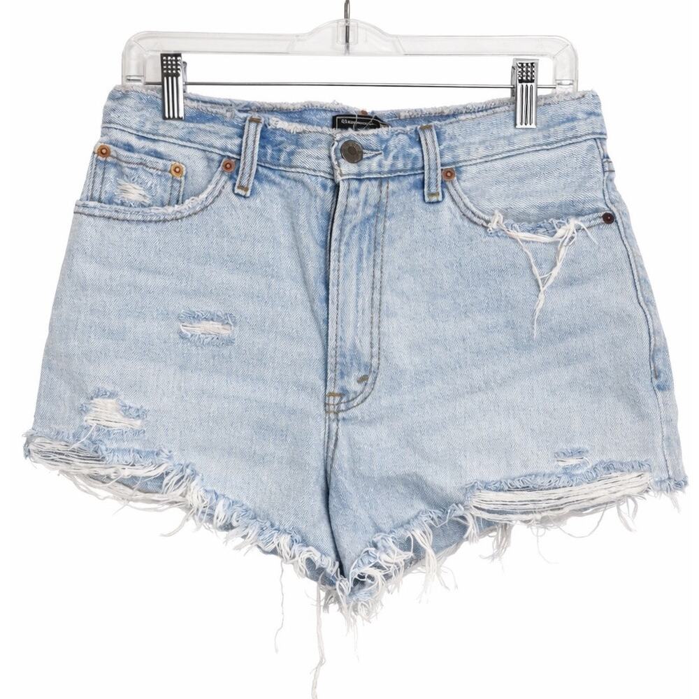 Abercrombie High Rise Distressed Denim Shorts Size 26 | Light Wash Frayed Shorts